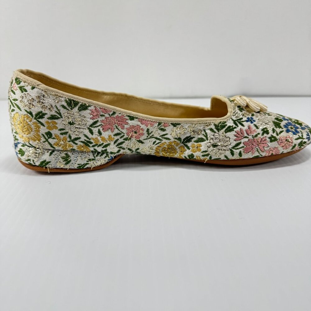 Vintage Daniel Green Slippers Womens 6 1/2 B Lotus Satin Lined Floral Brocade Ta - Picture 11 of 16